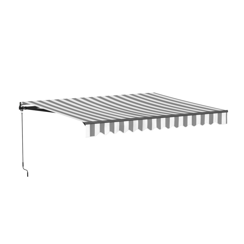 Retractable Home Patio Awning | Deck Canopy |UV Protection Sunshade | Manual Black Frame | Upgraded 2024, 12' W x 10' D