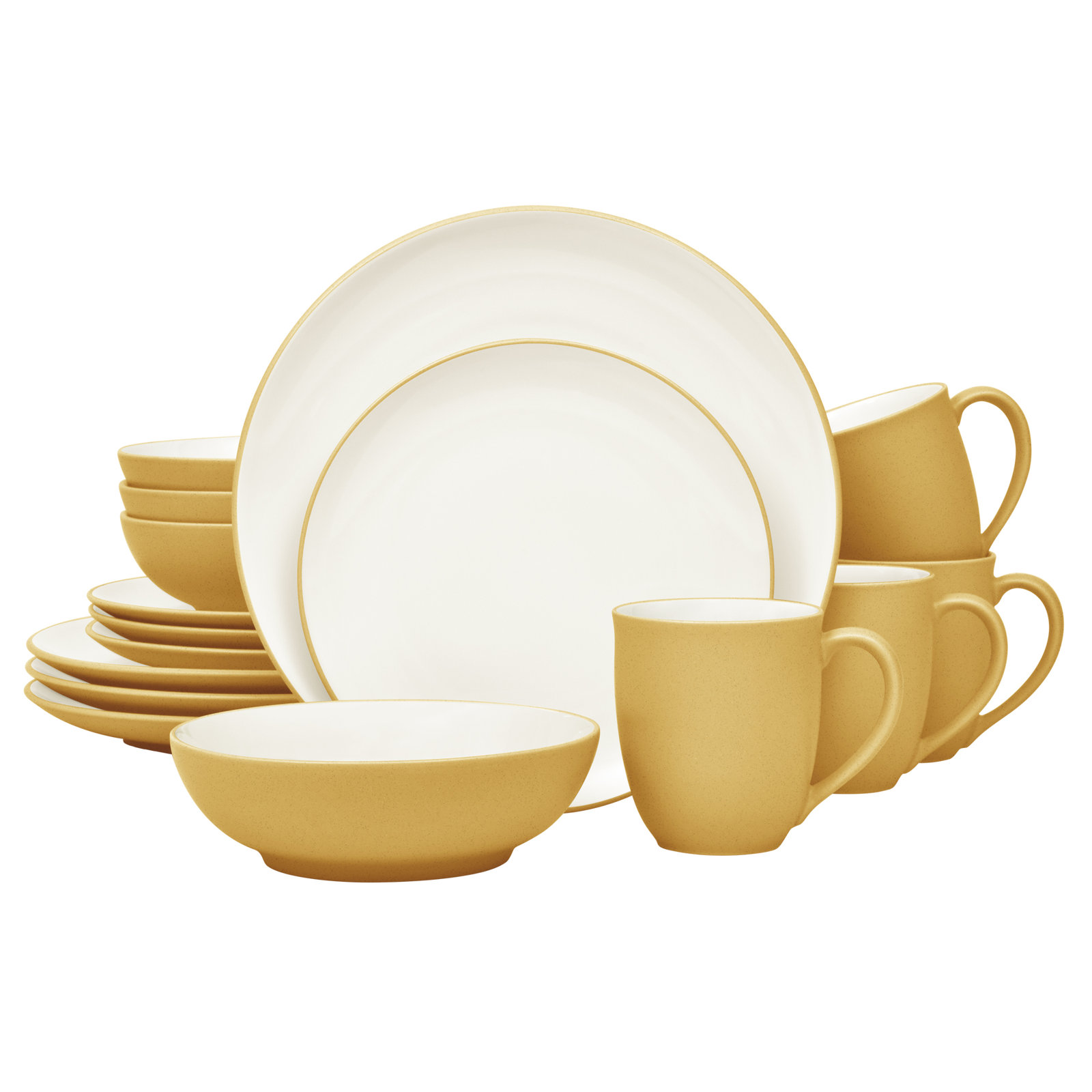 Noritake Colorwave 16-Piece Coupe Dinnerware Set, Service for 4, Mustard