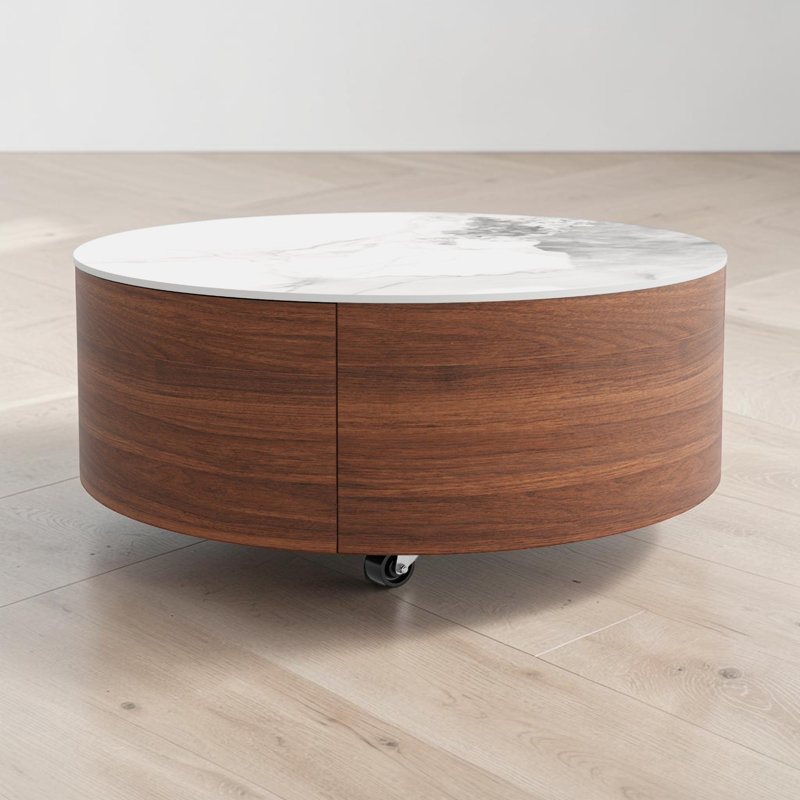 Table basse ronde avec rangement, Walnut