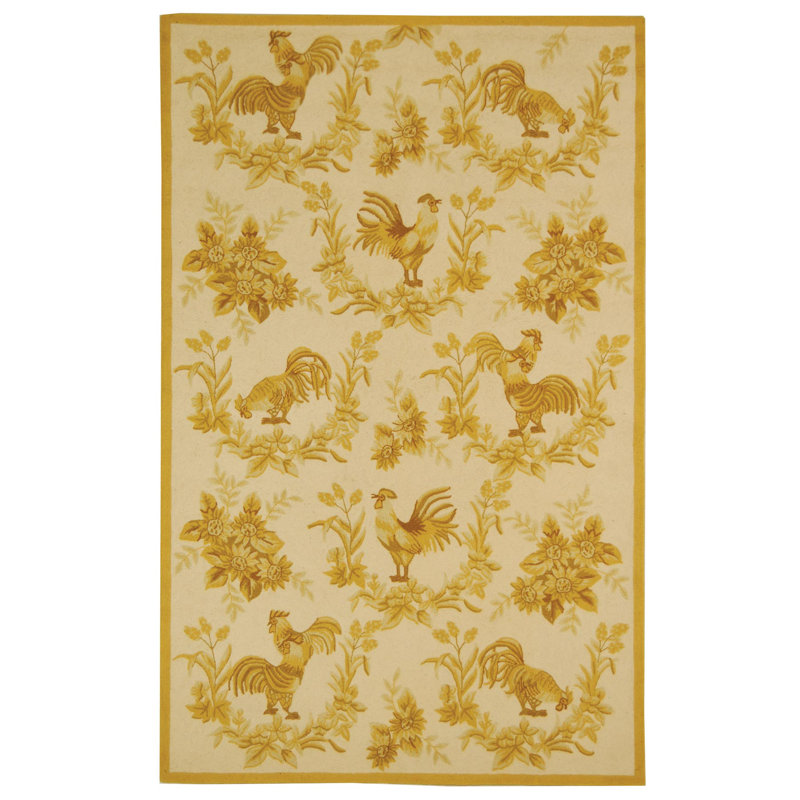 Kinchen Hand Hooked Wool Pile Abstract Rug, Rectangle 5'3" x 8'3"