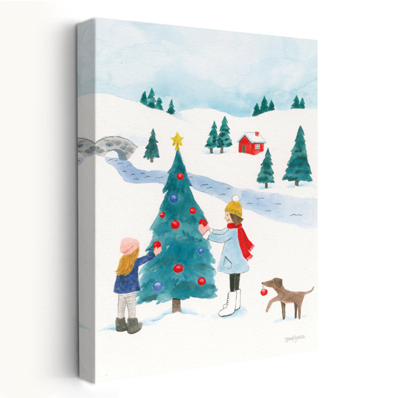 Scène d'hiver II - activités animaux, art bleu turquoise, H 36 po x l 24 po