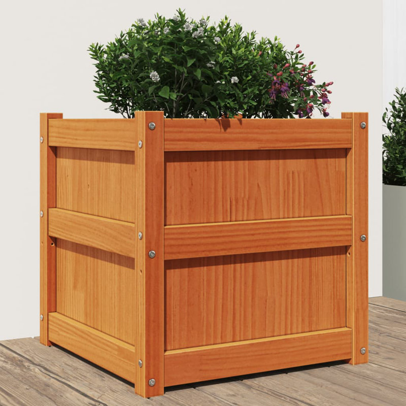 Wooden Kogut Flower Box, Natural Orange, 23.62" H x 23.62" W x 23.62" D, 1