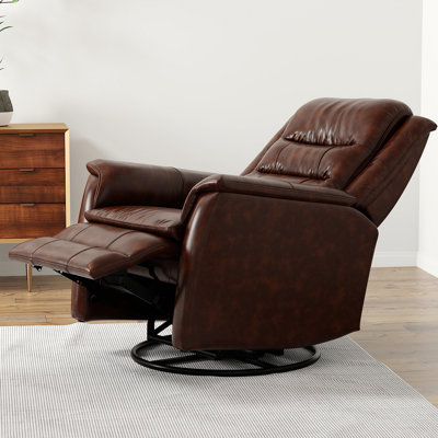 Global Home Swivel Glider Recliner With Manual Footrest In Brazil Cognac