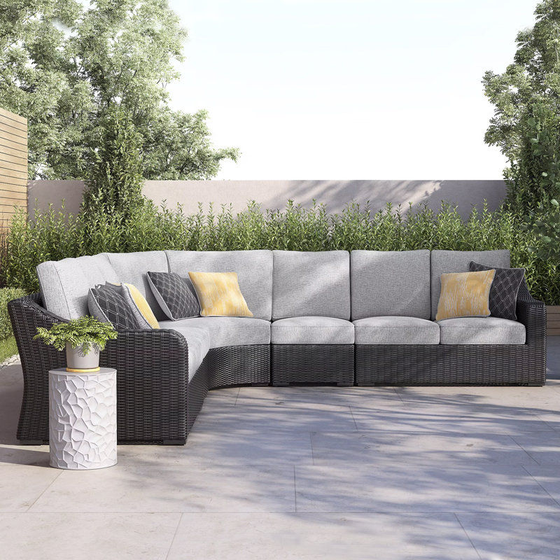Canapé modulaire d'extérieur 5 pièces Hettie, Symétrique, 5