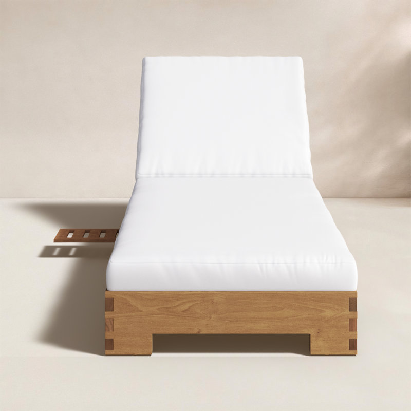 Jess Teak Single Chaise Lounger White Cushions