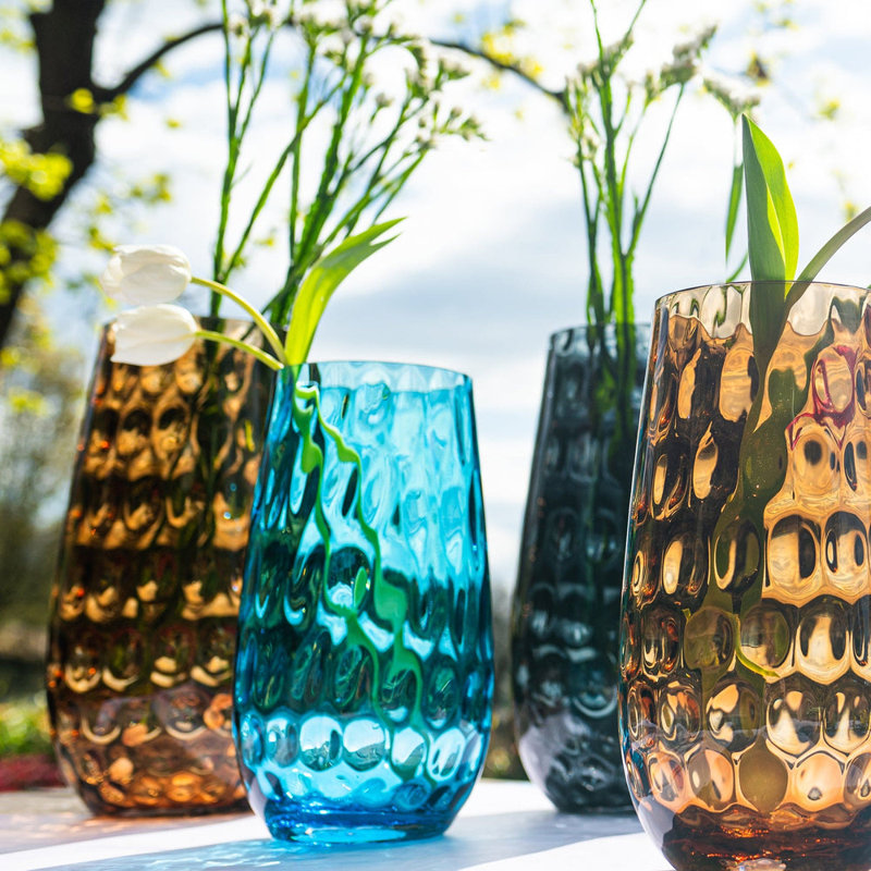 Vase en verre Bolla, Bleu cendré, H 12 po x l 6 po x P 6 po