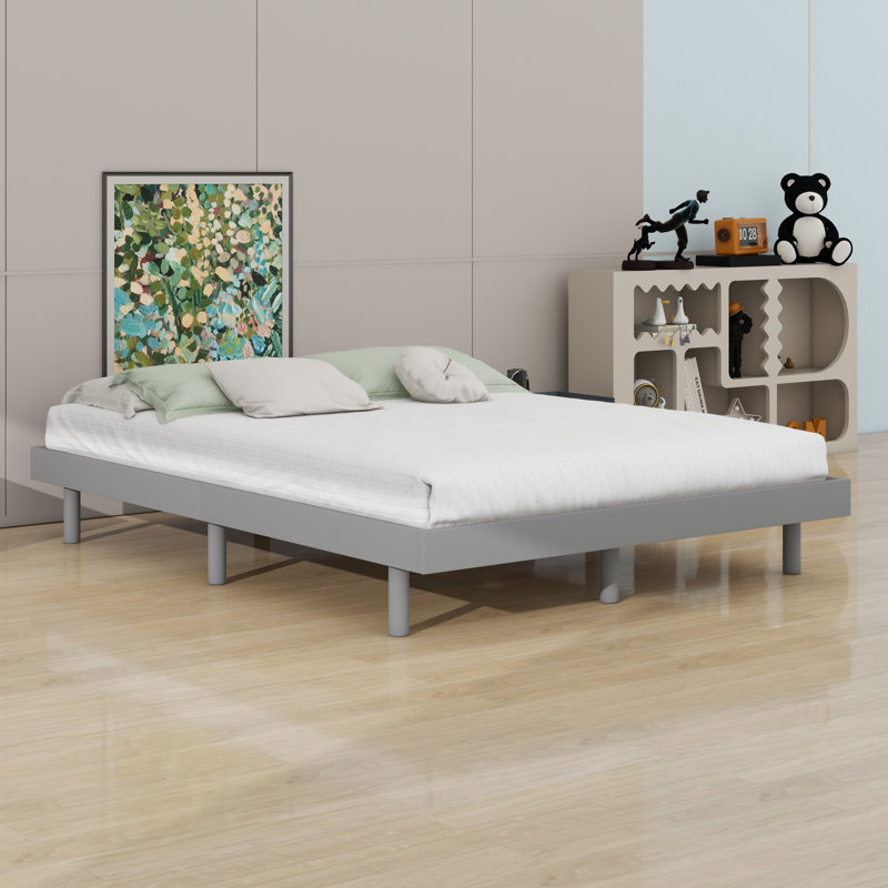 Modern Design Floating Platform Bed Frame, Gray, Full