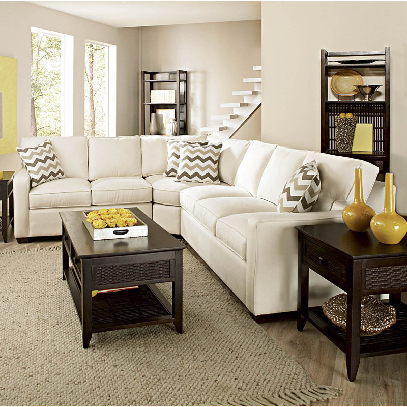 Gramercy Park L-Sectional, Ivory Crypton Performance; 0886-91, Java, Right Hand Facing