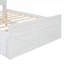 Lit plateforme en bois polyvalent avec lit gigogne extensible, prises intégrées et tiroirs de rangement, blanc doux