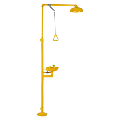 Douche d'urgence pour douche oculaire, combinaison de douche oculaire et de douche en acier inoxydable 304 de 34,25 x 15,75 x 91,73 pouces, poste de premiers soins approuvé par l'OSHA, pour les écoles, les laboratoires, les usines, jaune
