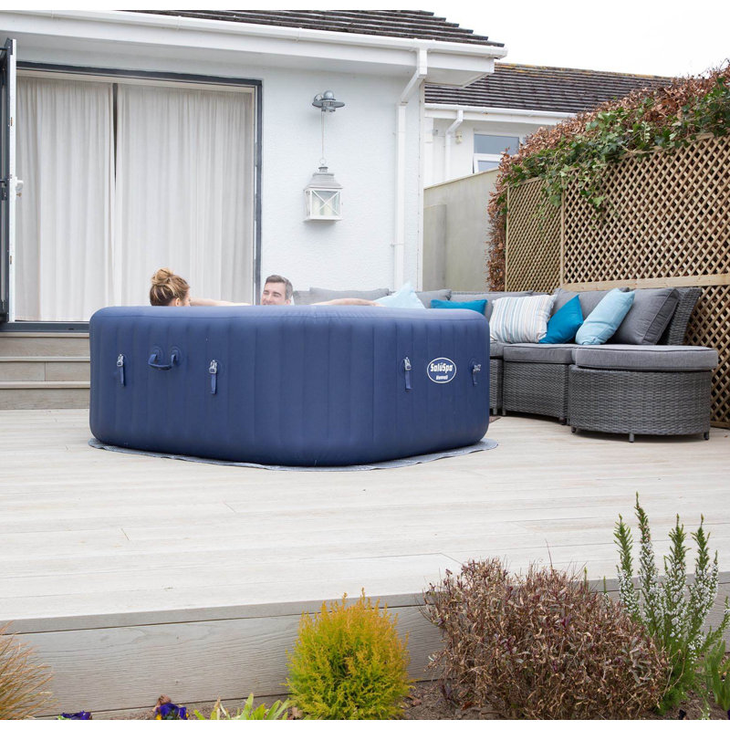 Bestway 120 Volt 6 Person 140 - Jet Vinyl Square Inflatable Hot Tub in Blue