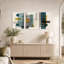 Ensemble de 3 toiles murales aux formes géométriques turquoise et jaune moutarde-734242515