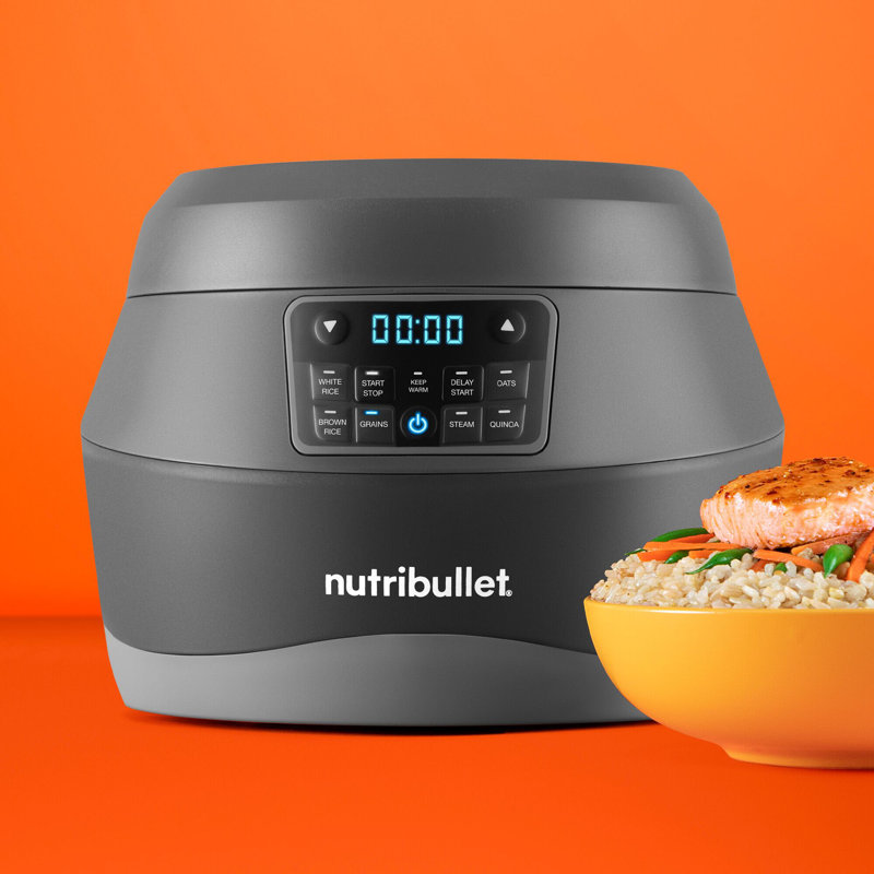 NutriBullet 10-Cup Gray Electric Non-Stick Grain Cooker with Steamer
