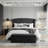 57.48" High Bed Frame with 2 Storage Drawers, Upholstered Velvet Headboard Platform Bed, Wingback Headboard, Button Tufted Bed, Metal Frame & Sprung Slats Support, No Box Spring Needed, Easy Assembly-1556979380-1556979378