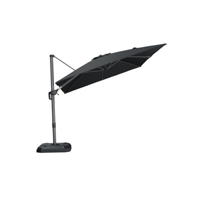9' Square Large Cantilever Black Umbrella with Base and 360-degree Rotation