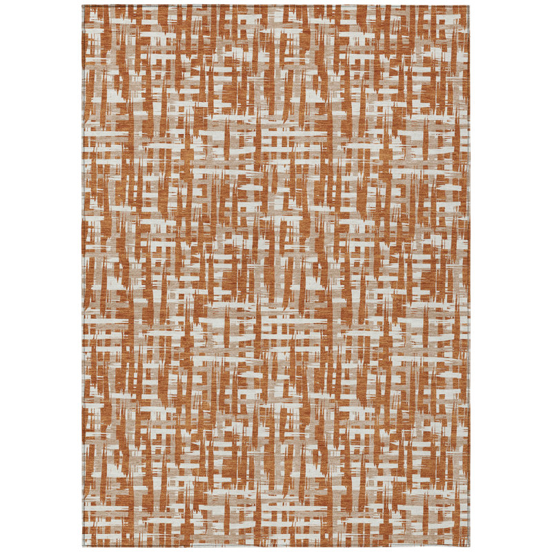 Ayani Orange Washable Indoor-Outdoor Rug - , 9' x 12'