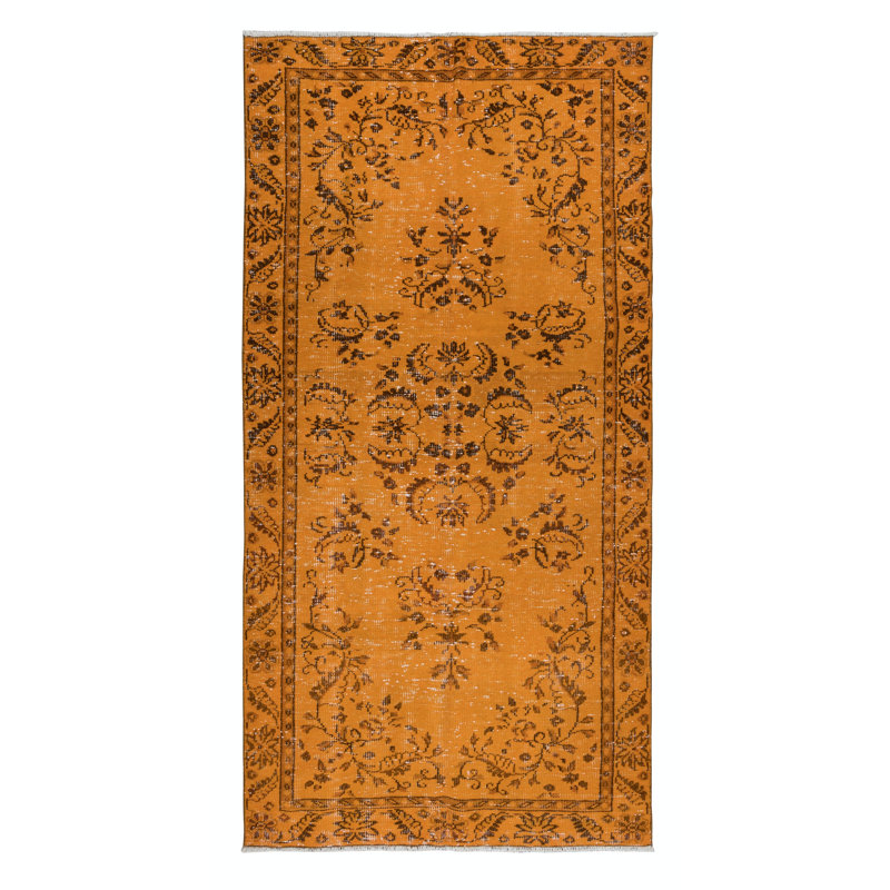 Tapis contemporain noué à la main 4,5 x 8,7 pi orange, Turquie