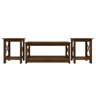 3-Piece Coffee and End Table Set with X-Style Accents in Black