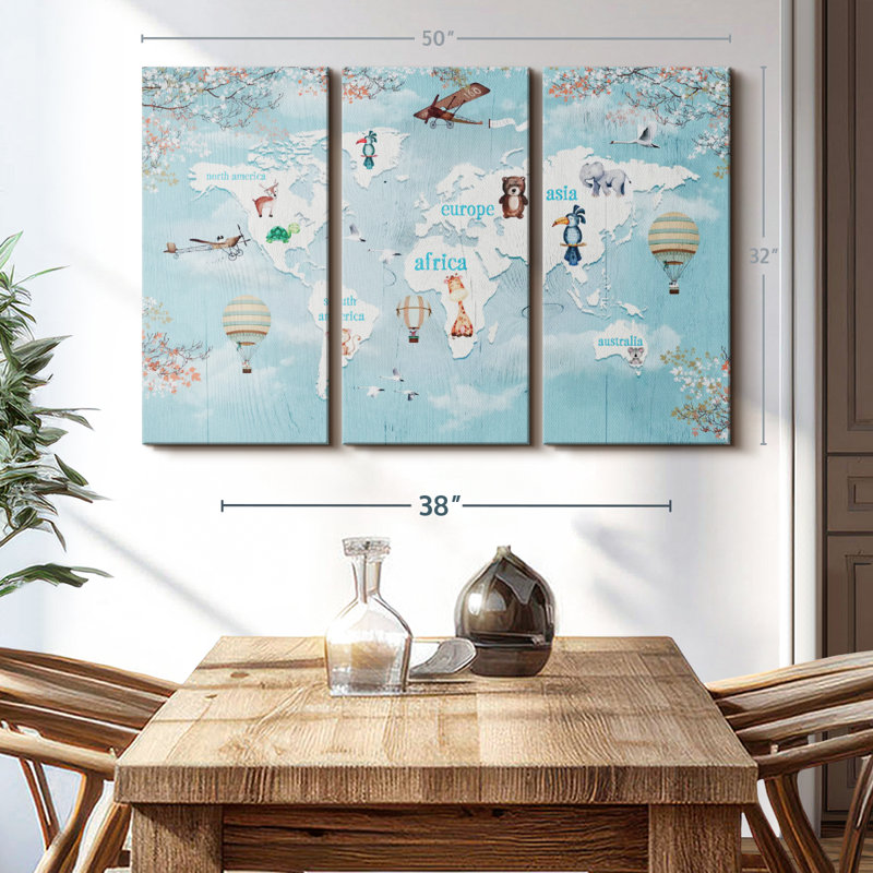 "Animaux Continentaux" sur toile, H 32 po x l 50 po x P 1,25 po