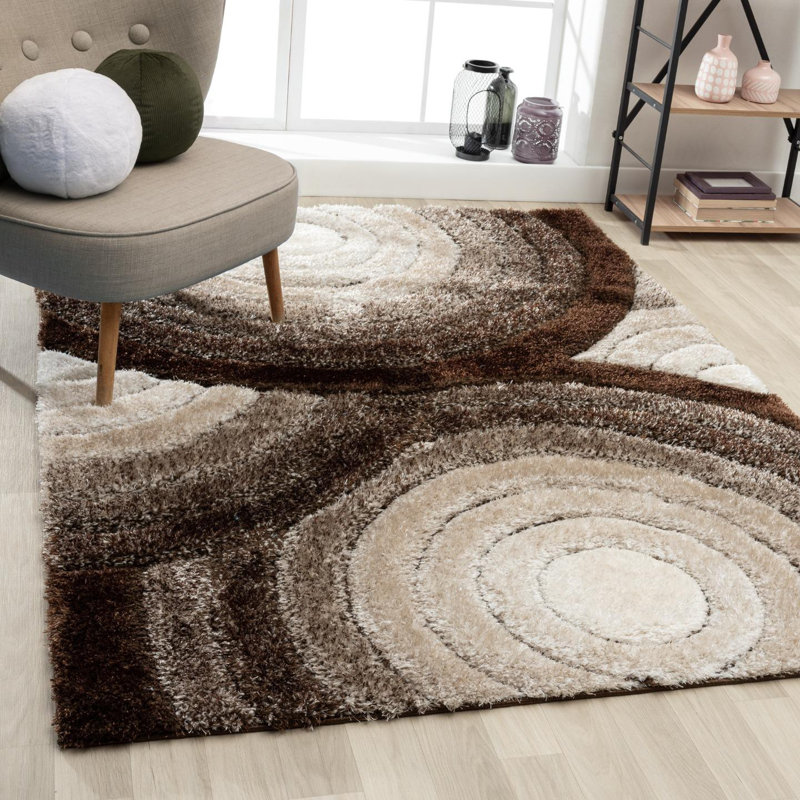 Tapis brun en polypropylène tissé à la machine, Rectangle 5 pi x 7 pi