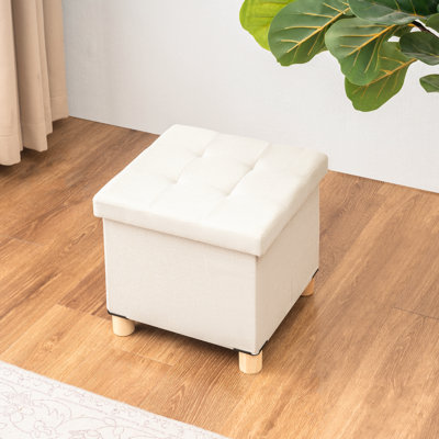 Folding Storage Ottoman With Tray Top And Wooden Legs by Ebern Designs