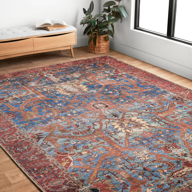 Tapis bleu / rouge Daleigh, Rectangle 8 pi 4 po x 11 pi 6 po