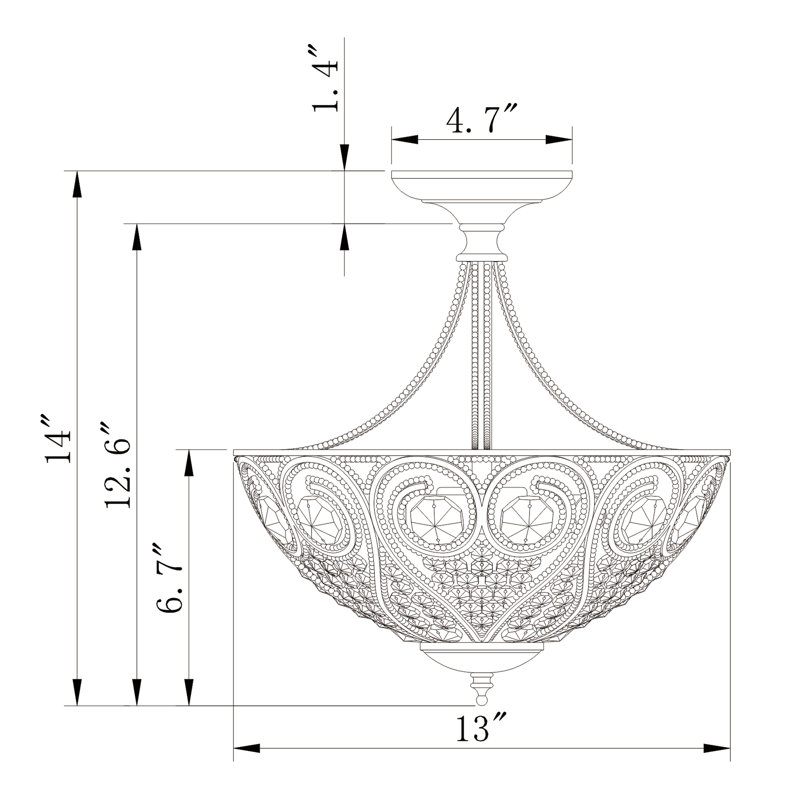 Zayas Crystal Semi Flush Mount