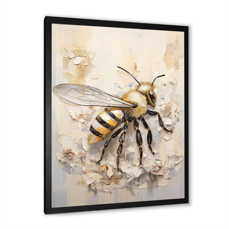 Minimalisme «Buzzing Bee I» sur toile, Cadre photo noir, H 40 po x l 30 po x P 1,5 po