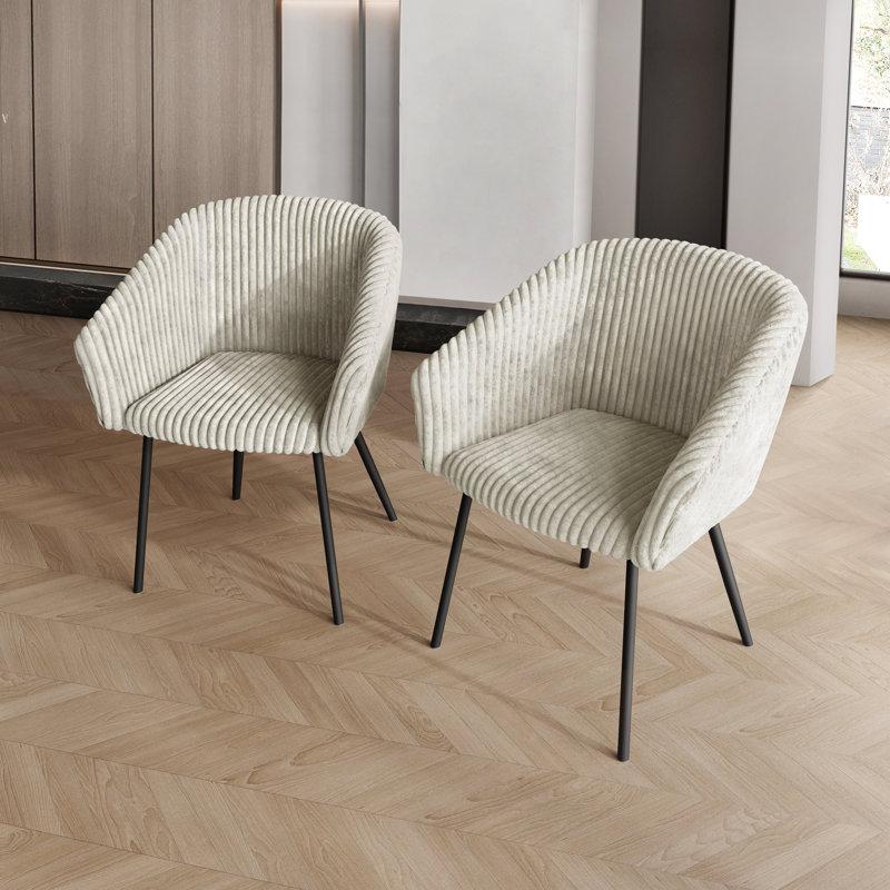 Chaise avec accoudoirs en métal noir en velours beige, Beige