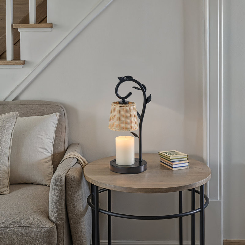 Lampe Ivy Candlewarmer avec minuterie - Chauffe-cire à intensité variable, 3 modes d'éclairage et arrêt automatique, Rotin