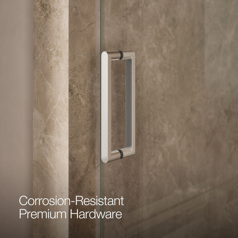 Revel 35.8'' x 70'' Pivot Shower Door with CleanCoat® Technology, Bright Polished Silver, Crystal Clear