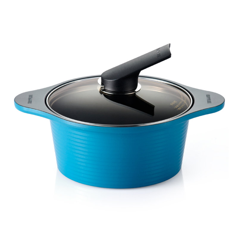 Happycall 4 pintes Pot avec couvercle, 3 pintes, Bleu