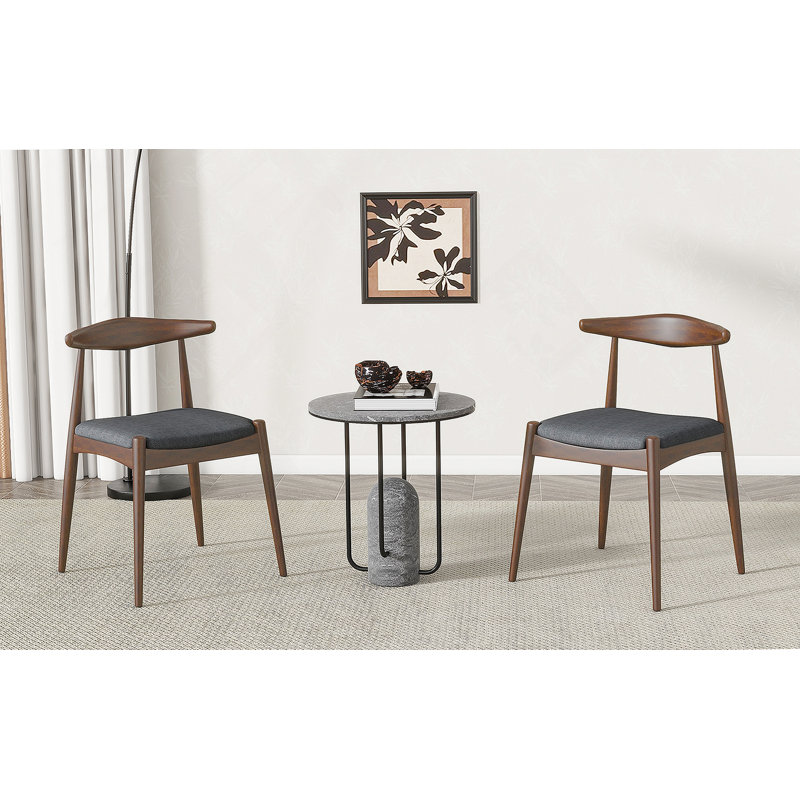 Chaises en tissu, ensemble de 2, Gris anthracite, Marron foncé