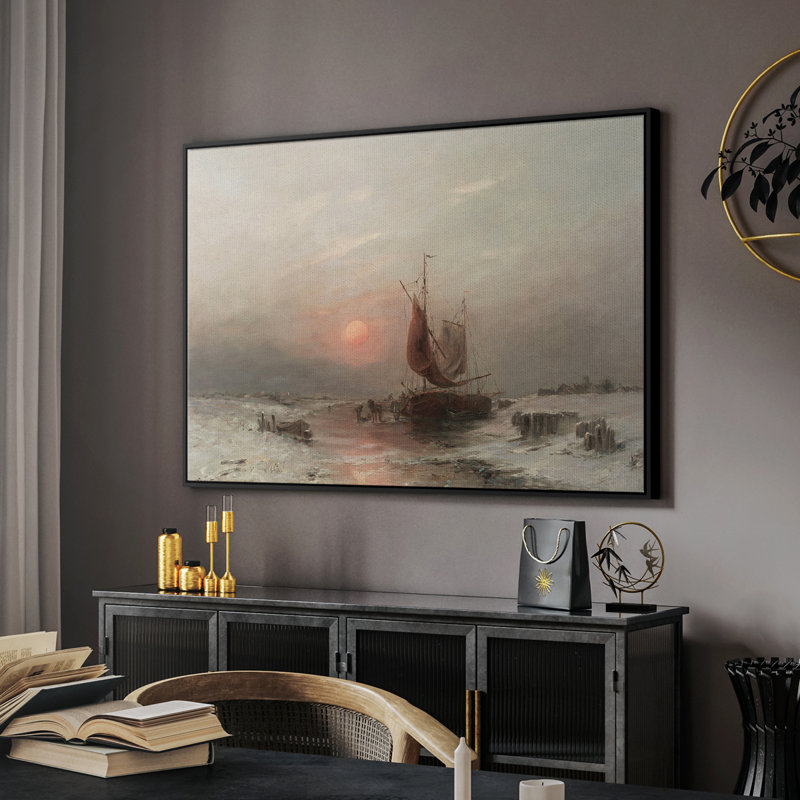 Paysage rétro - CCLxxxi, toile tendue avec châssis encadré, Noir, H 25 po x l 37 po