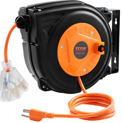 Enrouleur de cordon d'extension rétractable, cordon d'alimentation robuste 16AWG / 3C SJTOW