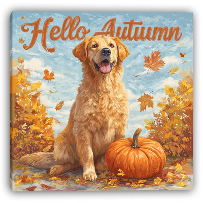«Golden Retriever Autumn», art mural sur toile tendue