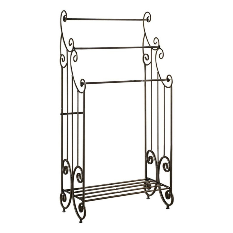 Porte-serviettes en étain avec tablette - Rangement moderne robuste à 3 niveaux pour salle de bain, buanderie, cuisine