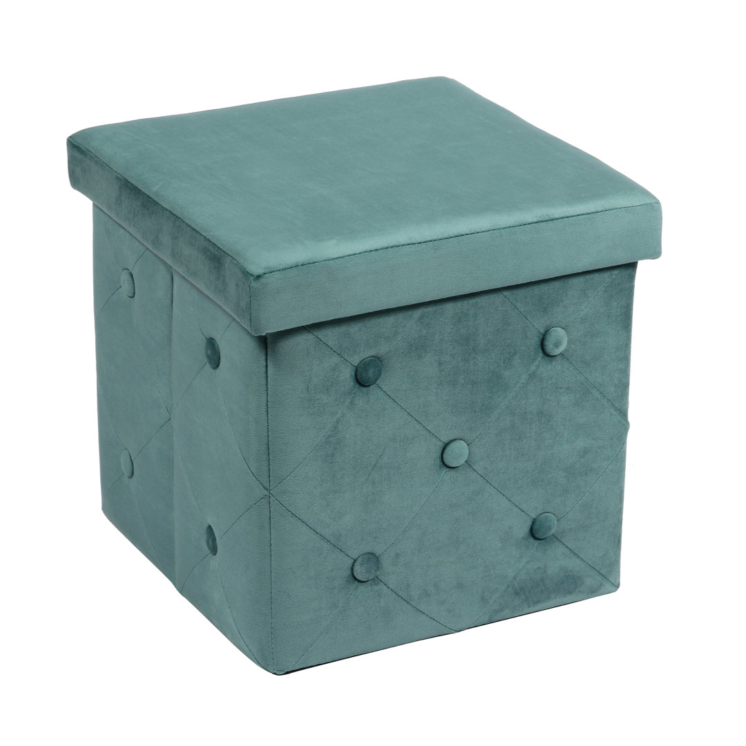 Farview 38cm Wide Velvet Square Ottoman with Storage