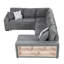 Lit gris en forme de U avec 2 ports, fonction coulissante, méridienne de rangement, large, modulaire et rangement 109 po, pour salon 109 po-1242329804