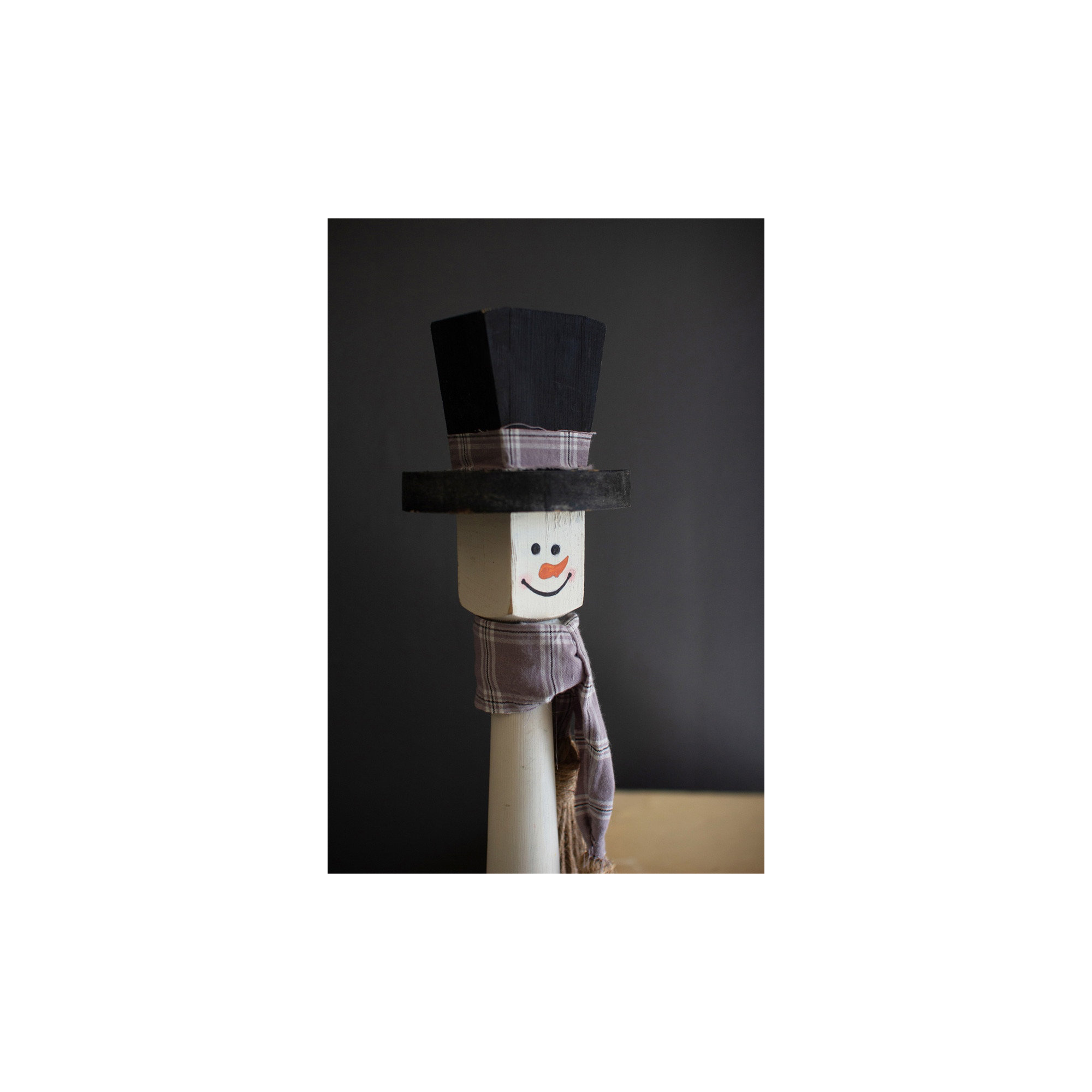  Set of Two Turned Wood Standing Snowman (Min 2)