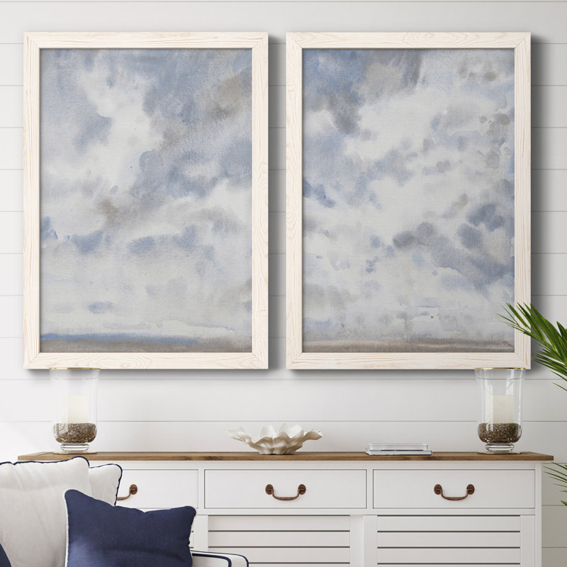 Toile encadrée de qualité supérieure bleu ciel III - prête à être accrochée, Toile avec cadre blanc