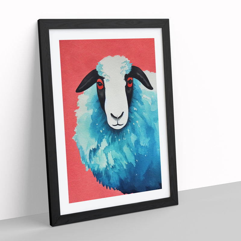 Watercolour Sheep No.7 - Framed Print, Black, 46cm H x 34cm W x 2cm D