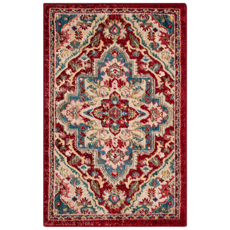 Tapis rouge Kurtz, Rectangle 2 pi x 3 pi, Red/Beige