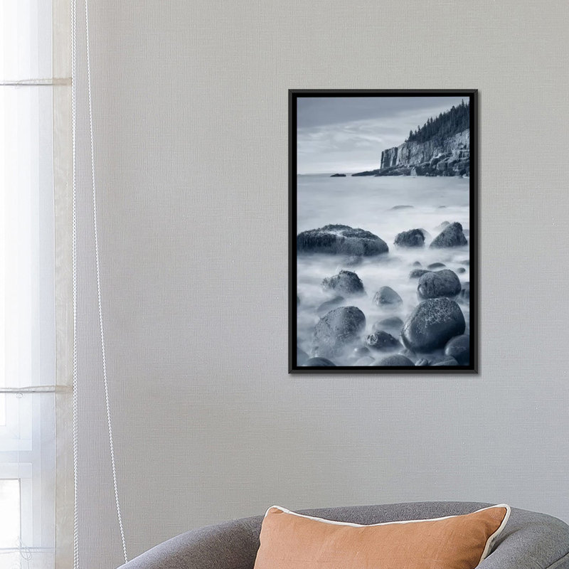 « acadia coast », reproduction de photo sur toile, H 26 po x l 18 po x P 1,5 po, Toile avec cadre noir, Pas de tapis