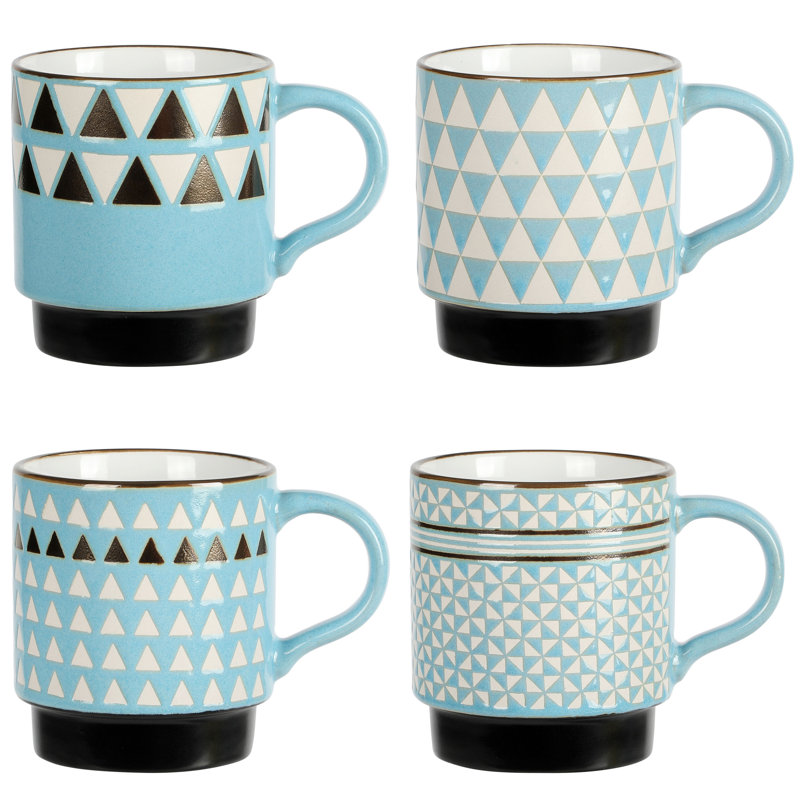 Primevalley Blue and White Ceramic Stackable Mug Set