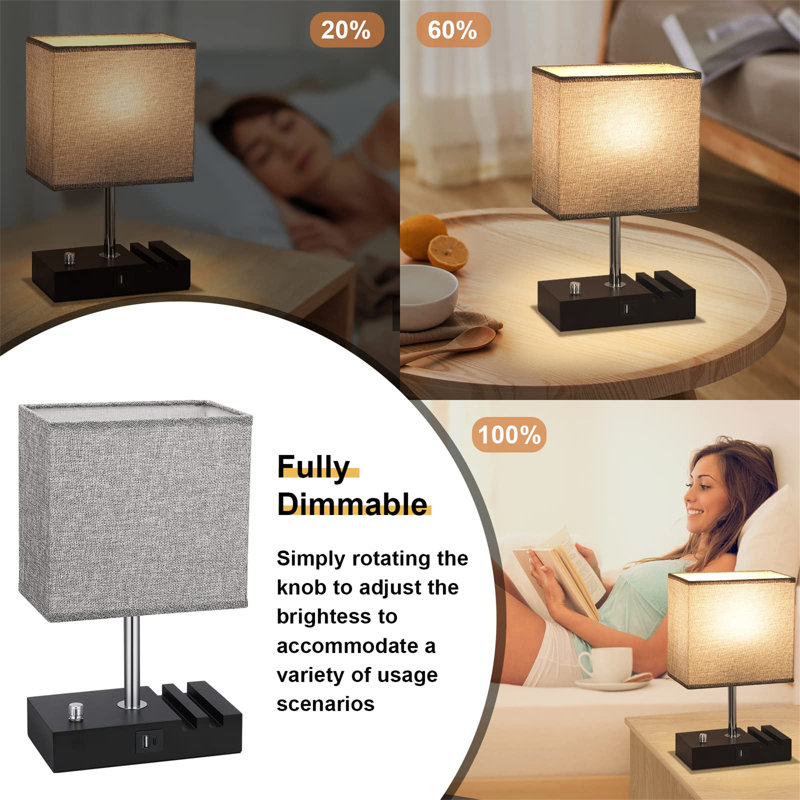 Alfonsas Dimmable Table Lamp With USB Charging Ports