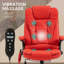 Fauteuil de bureau vibrant à 6 points avec massage chauffant, chaise de bureau de direction à haut dossier avec dossier inclinable, accoudoirs rembourrés et télécommande-333925