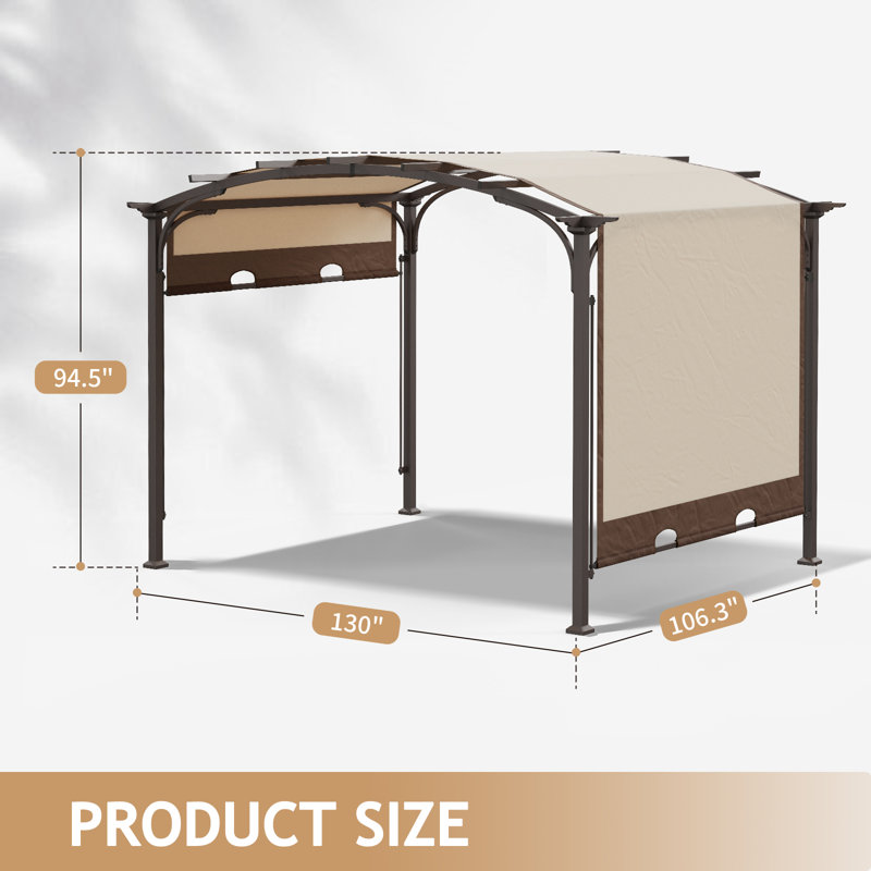 10.5 Ft. W x 8.5 Ft. D Metal Pergola with Canopy