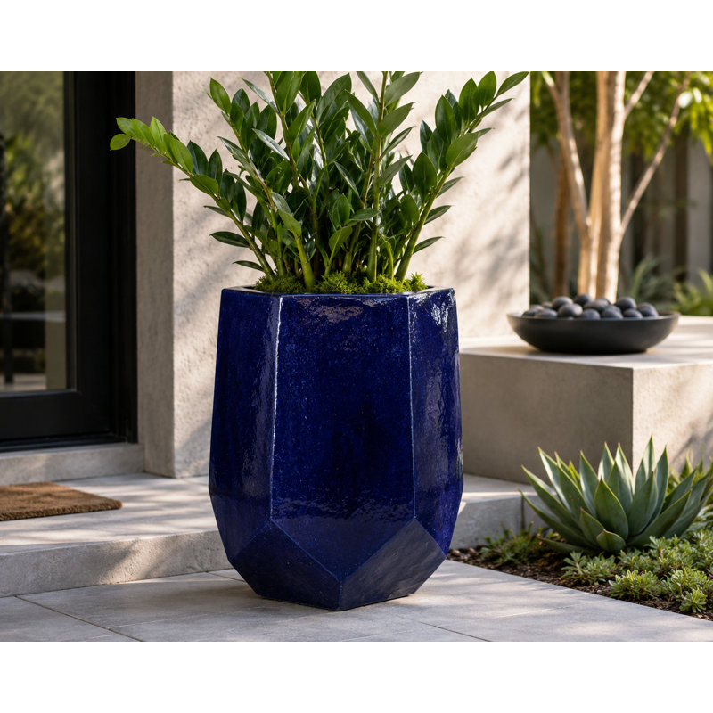 22 in. Geometric Vase - Falling Blue