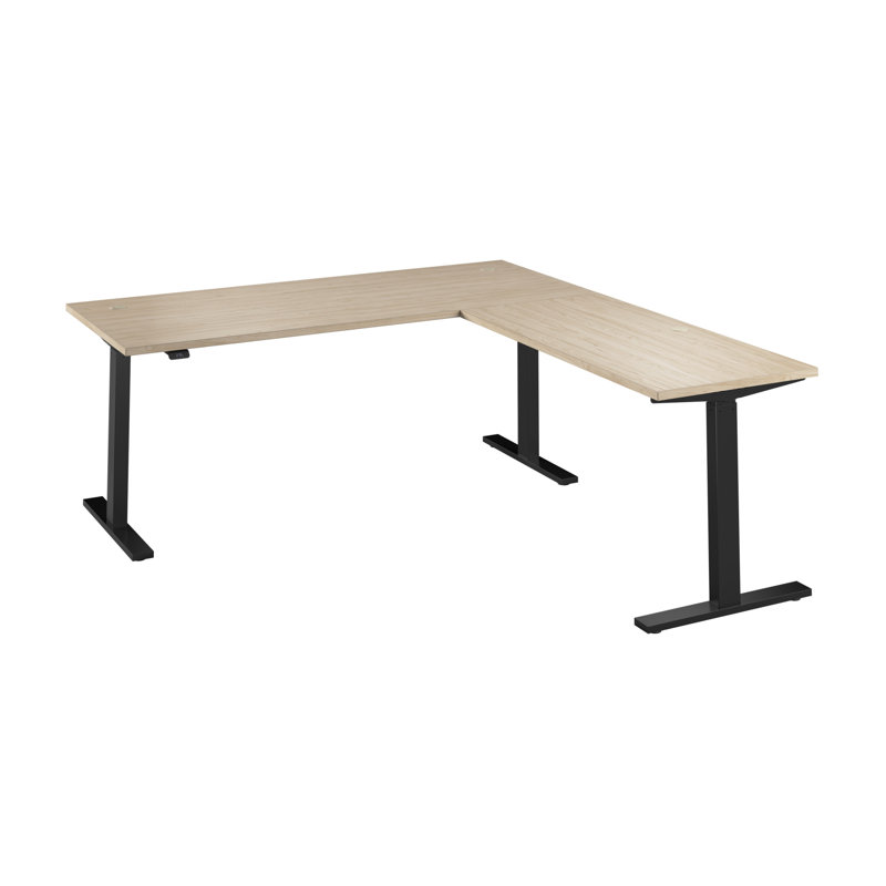 Bush Business Furniture Move 60 Series Height Adjustable L Shaped Standing Desk - Reversible, Black, 27" H x 71" W x 77" D